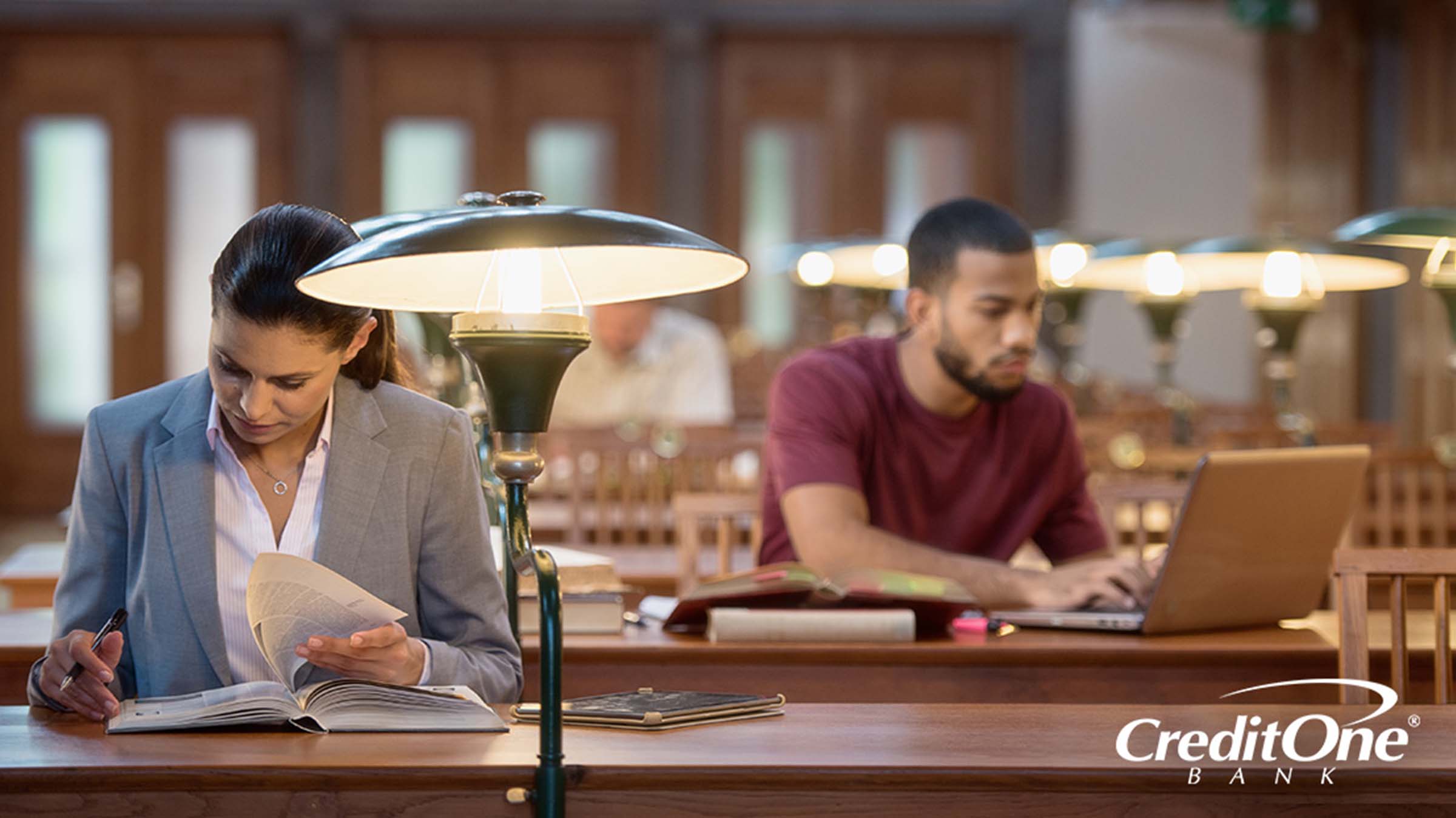 Law school students studying in the library late at night